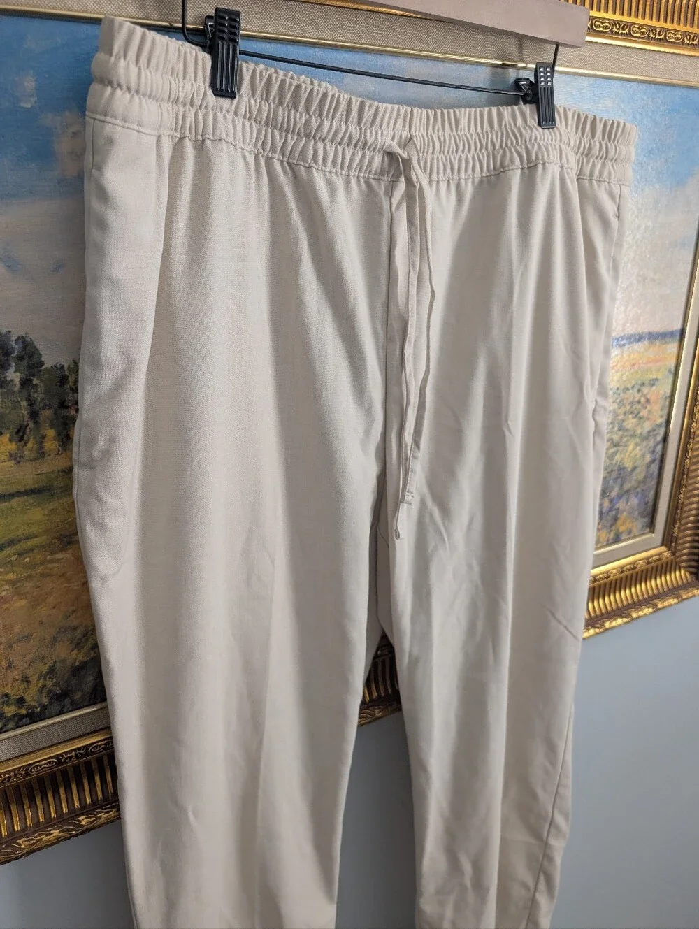 Banana Republic Men's Drawstring Lightweight Pants in Light Cream
